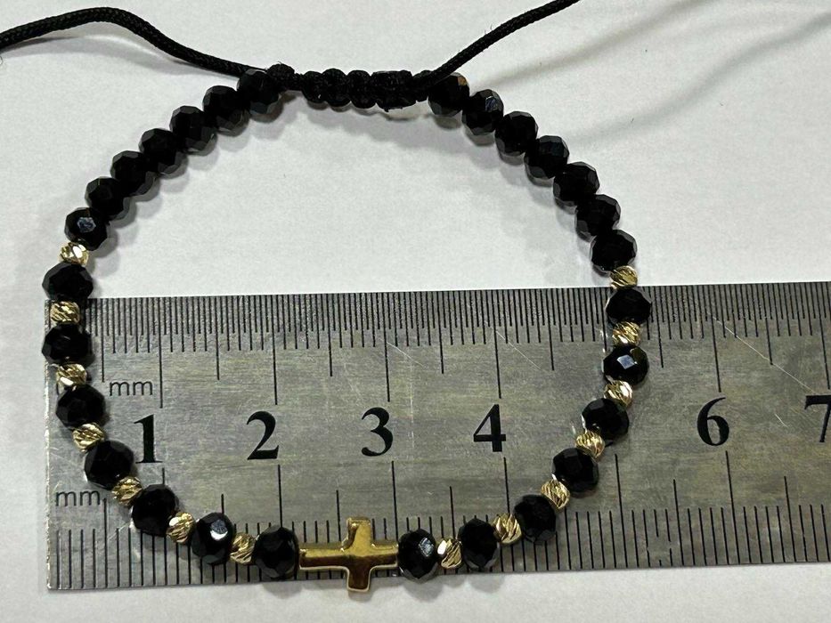 Златна гривна с кръст и мъниста 14 К 585 /1,46 гр.