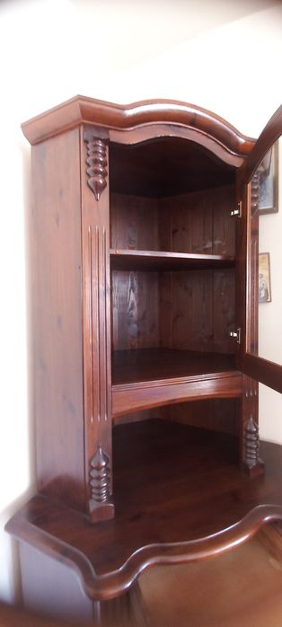 Piesă mobilier de colț cu vitrină - lemn masiv - VINTAGE
