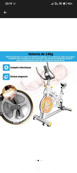 Bicicleta Spinning Magnetica Fitness GO4FIT®, Model GF200, Volanta 10kg