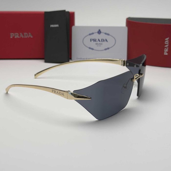 Унисекс слънчеви очила  Rimless Edition Black Brown Очила без рамка черни кафяви стъкла златни UV400 CE