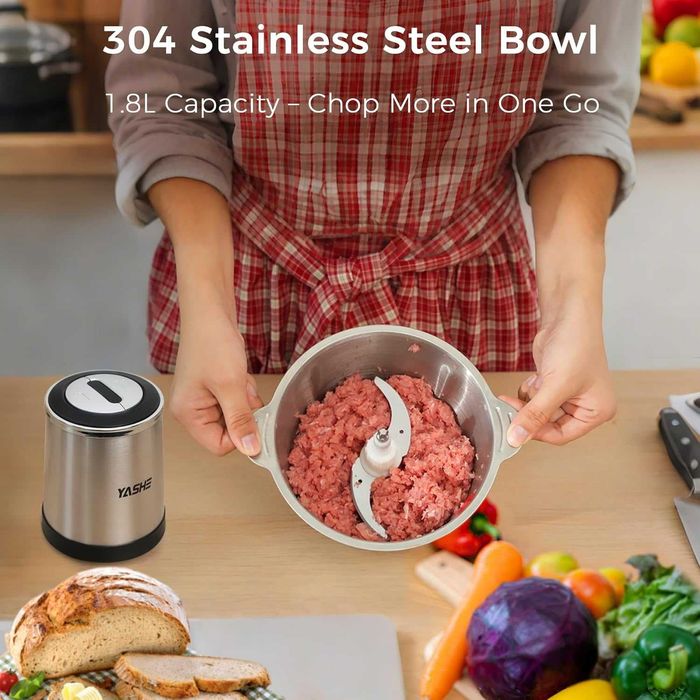 YASHE Мини кухненски робот, месомелачка, 500W, 1.8L, 2ск.