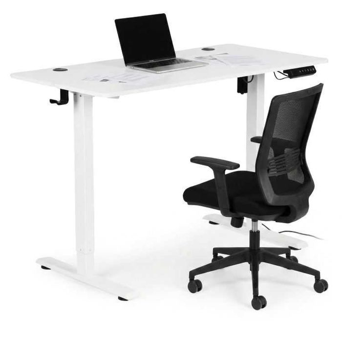 Електрическо бюро, 120x60 см, регулируема височина 72-117 см, бял
