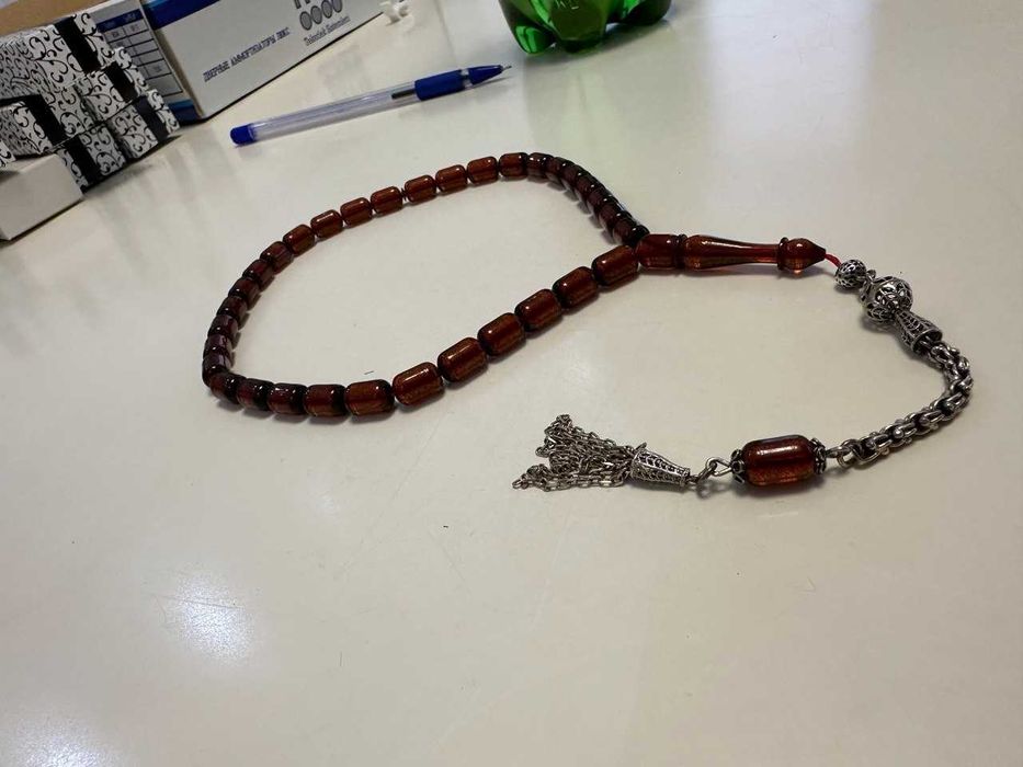 Четки тасбех серебро и камень натуральный полировка