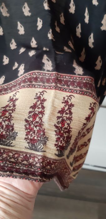 Chimono lung Zara,negru cu bej,superb L