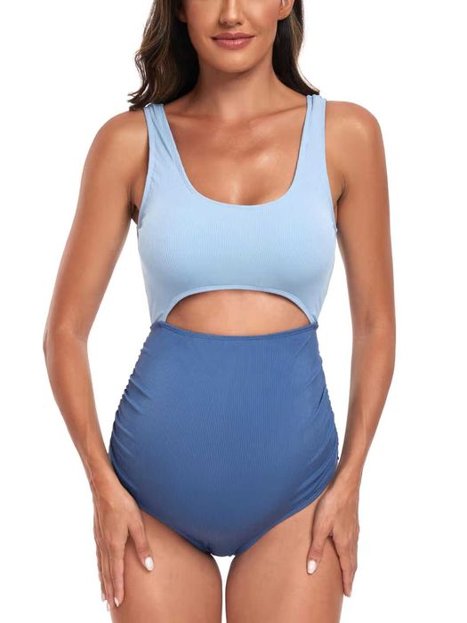 Цял бански за бременни, цвят - син, размер S