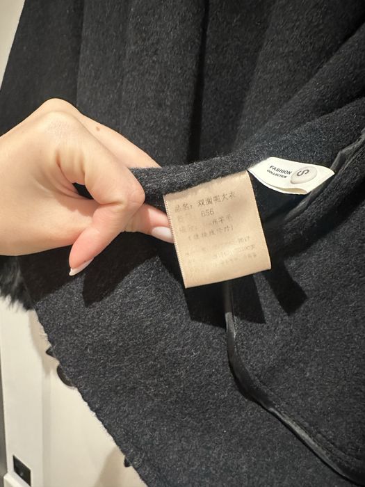 Черно вълнено палто с лисица