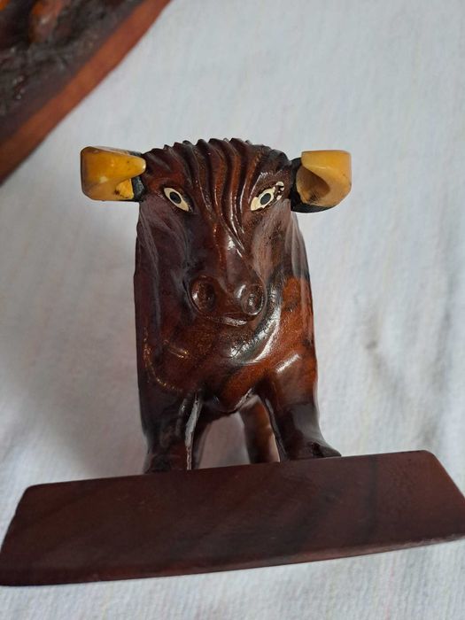 taur lemn bizon lemn statueta lemn