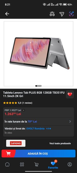 Tableta Lenovo Tab PLUS 8GB 128GB 11.5"Gri