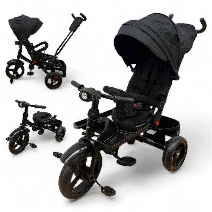 Tricicleta copii cu pozitie de somn muzica / lumini 8 luni-4 ani NEGRU