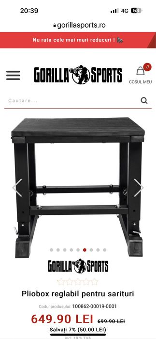 Pliobox eglabil pentru sarituri 5 inaltimi reglabile de la 45 la 65 cm