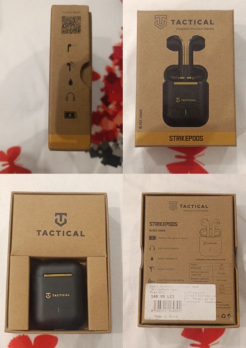 Căști wireless Tactical Strikepods Black Hawk, negre