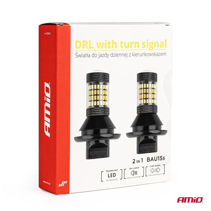 дневни led светлини 2в1 с мигач py21w canbus / канбус , ...