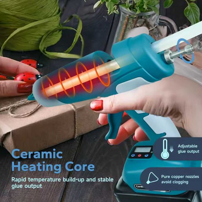 Акумулаторен Пистолет за топло лепило с дисплей и рег.на температурата