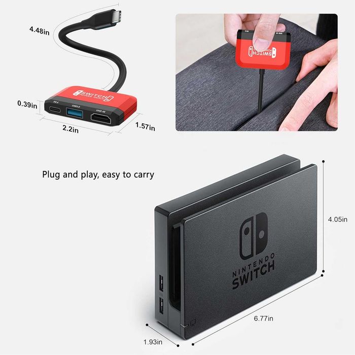 Докинг станция GKEAPZA Switch за Nintendo Switch/OLED Switch, 3-в-1