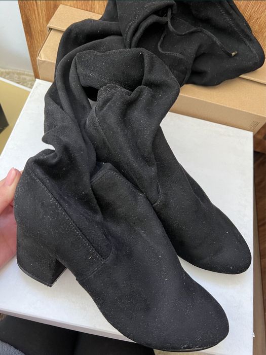 Cizme lungi din piele intoarsa