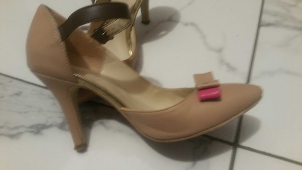 Pantofi din piele naturala bej