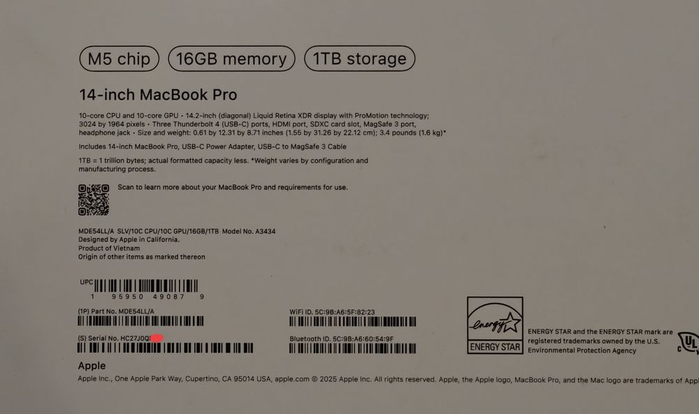 MacBook Pro 14 M5 16/1TB