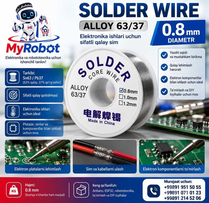Qalay simi - Припойный провод 0.8 MM 50 gramm olova