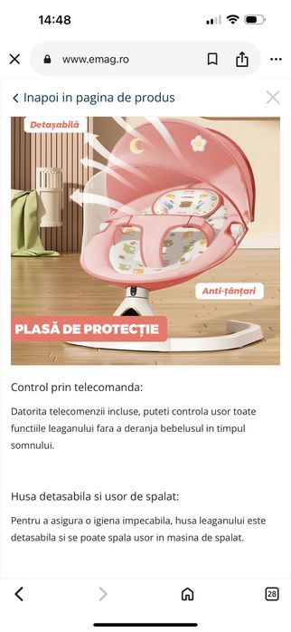 Leagăn electric bebelusi