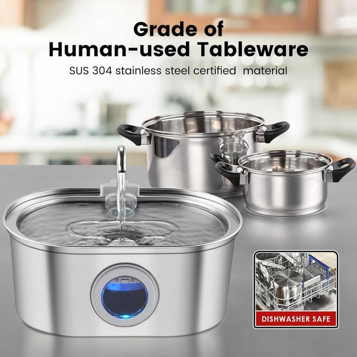 Хипоалергенен! Неръждаем фонтан за вода за домашни любимци 3.2L!Нов!