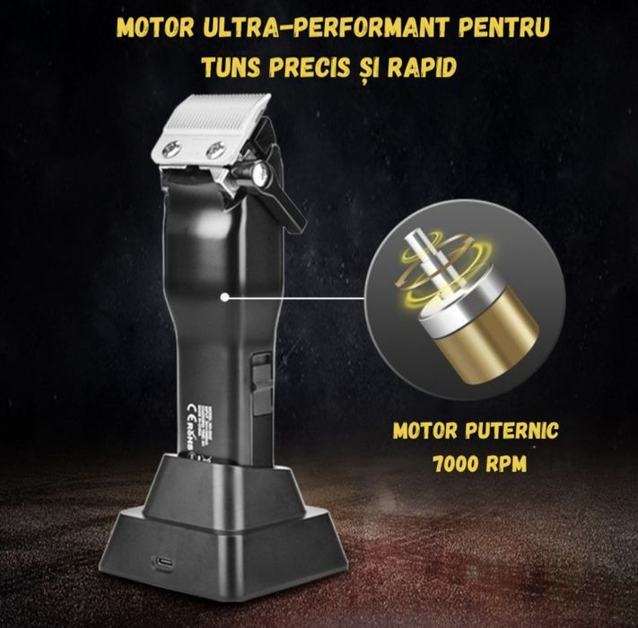 Masina De Tuns Profesionala BIRAI Sonic cu Acumulator, Stand incarcare
