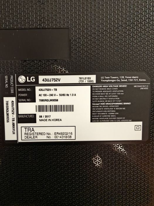 Телевизор LG 43 диагональ