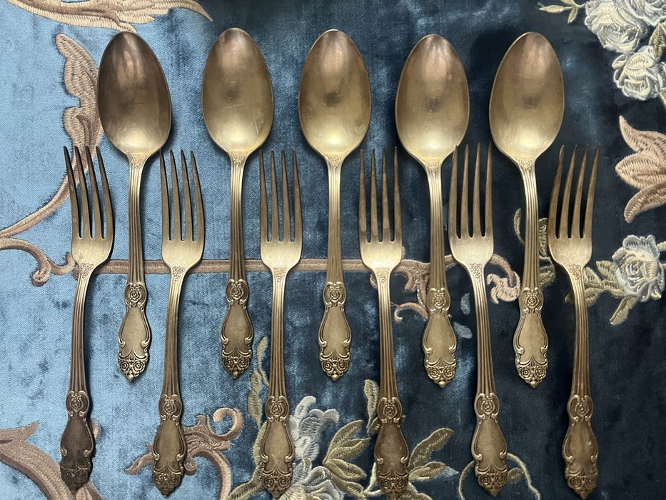 Столовый набор ложки вилки  мельхиор серебро