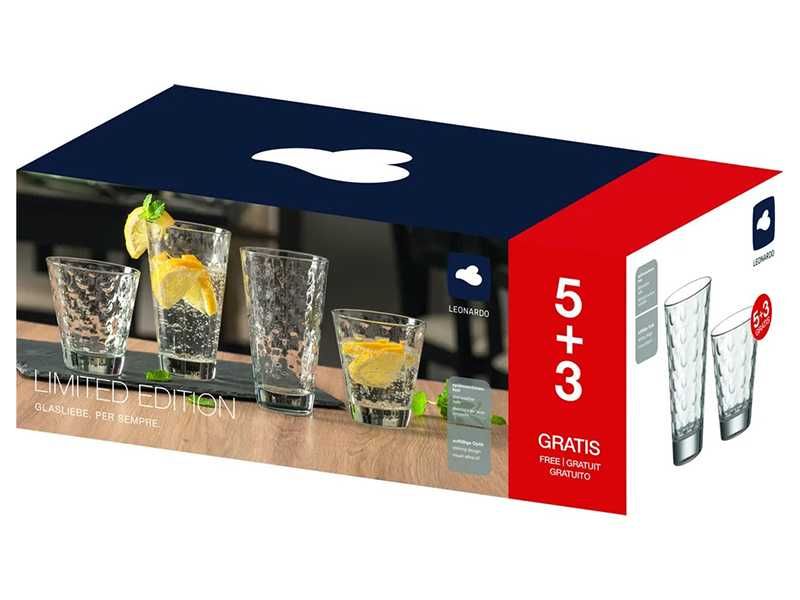 НОВИ! Чаши за уиски и безалкохолно 8 броя Leonardo Optic