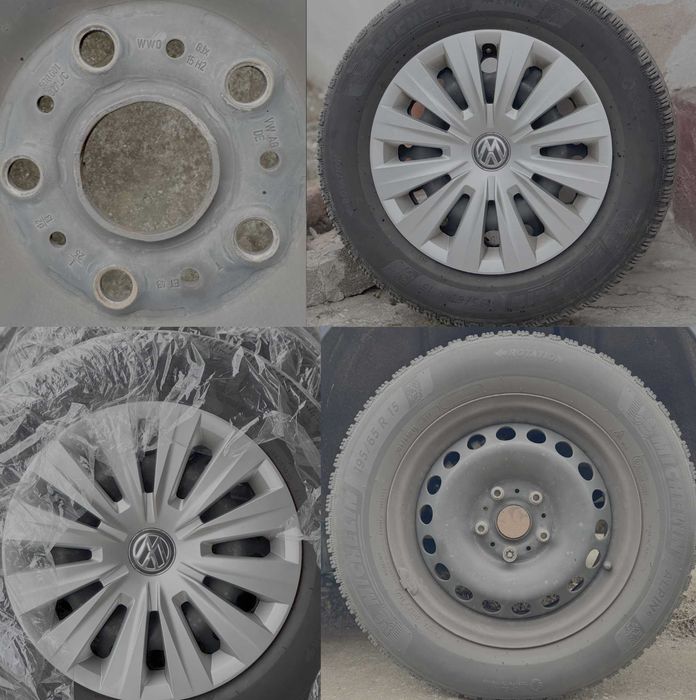 4 Jante VW R15 ET 43 + 4 Anvelope 195/65 R15 91T + capace VW
