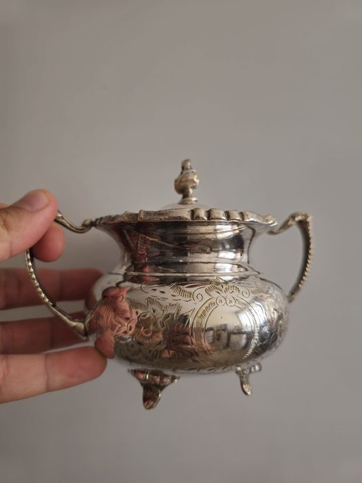 Посребрен сервиз за чай/кафе, EPNS, антикварен комплект 3 части