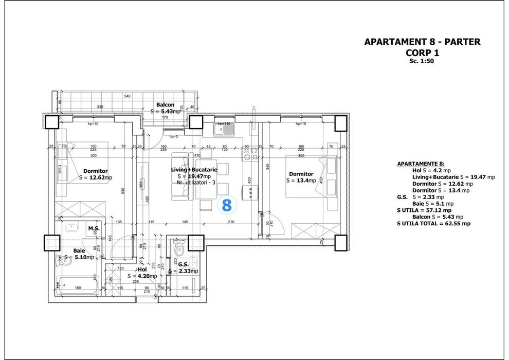 Apartament 3 camere | zona Maramures | Strada Tebea | Parcare privata