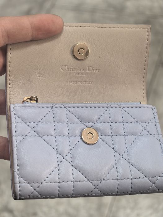 Дамско портмоне Dior Glycine Compact Wallet Blue Cannage Lambskin