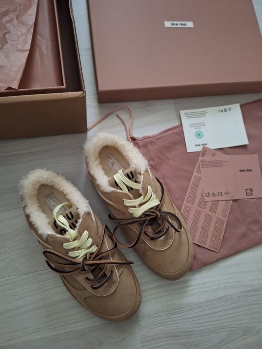 Miu Miu Gymnasium suede/ shearling sneakers