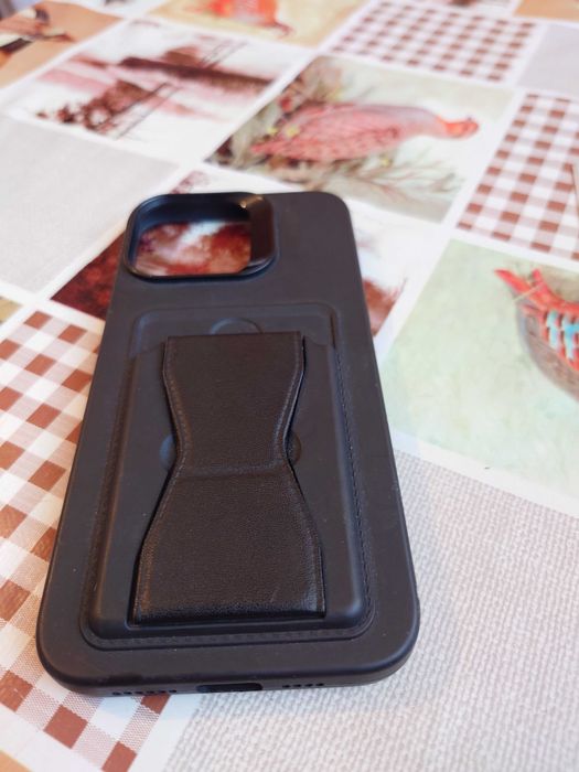 Нов калъф със стойка и портмоне за кредитни карти, за Айфон 15 про мах