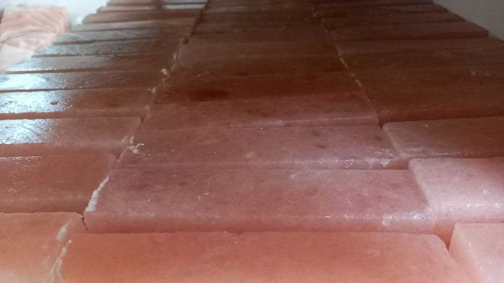 Стеновой кирпич из розовой и черной каменной соли.