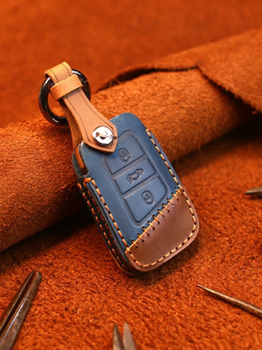 Калъф от естествена кожа за ключ VW PASSAT B8 Skoda Kodiak Superb A7