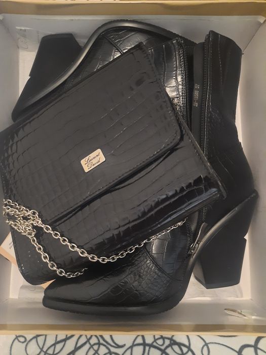 Set superb geanta+botine lucioase