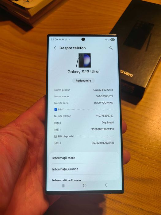 Telefon mobil Samsung Galaxy S23 Ultra, Dual SIM, 8GB RAM, 256GB, 5G