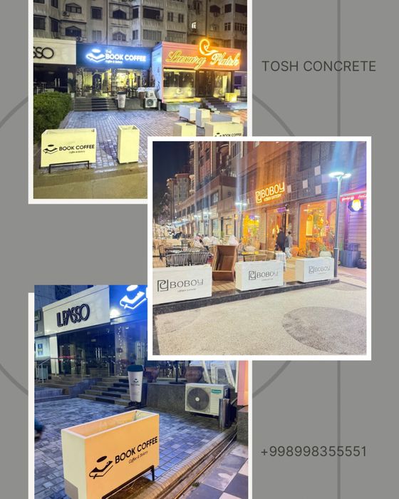 Кашпо вазоны из бетона с логотипом компании Кашпо гул туваклари