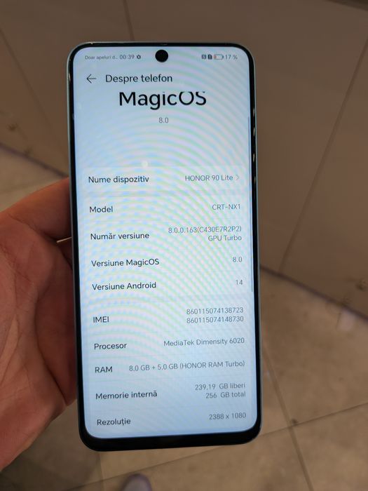 Honor 90 Lite 5G 256GB 12GB RAM NOU Garantie