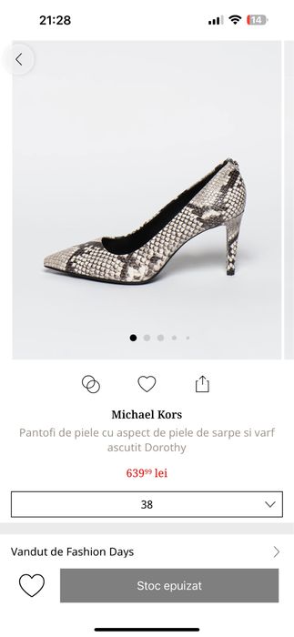 Pantofi Michael Kors din piele naturala marime 38