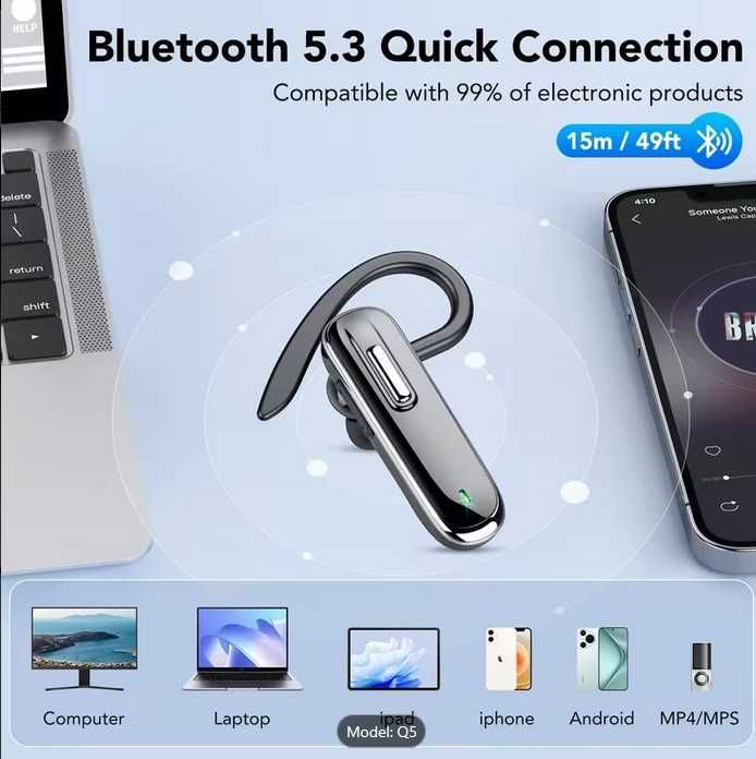 Нови безжични слушалки с Bluetooth за смартфон или друго устройство с 2 микрофона за изключителен звук