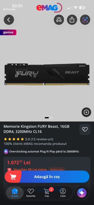 Memorie ram 16gb 3200 MHz