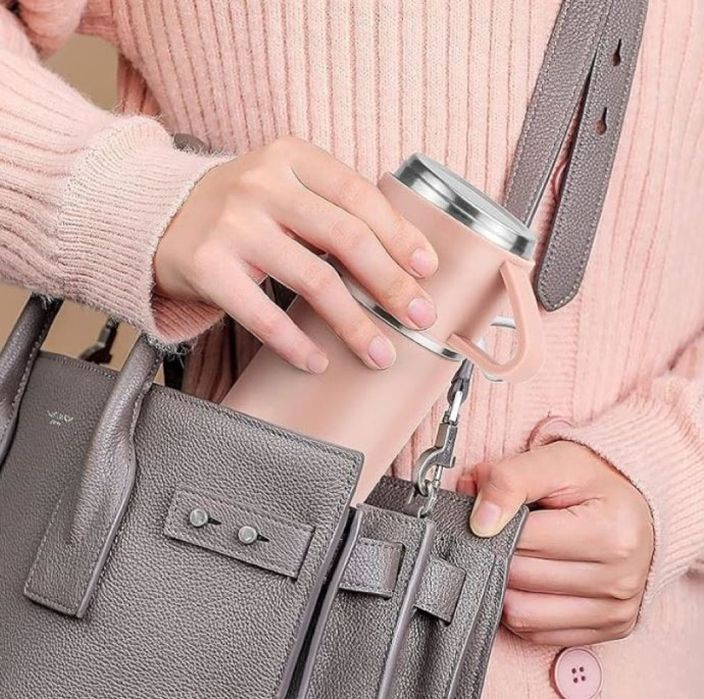 Подаръчен комплект термос с 3 чаши, зелен , розов, сив