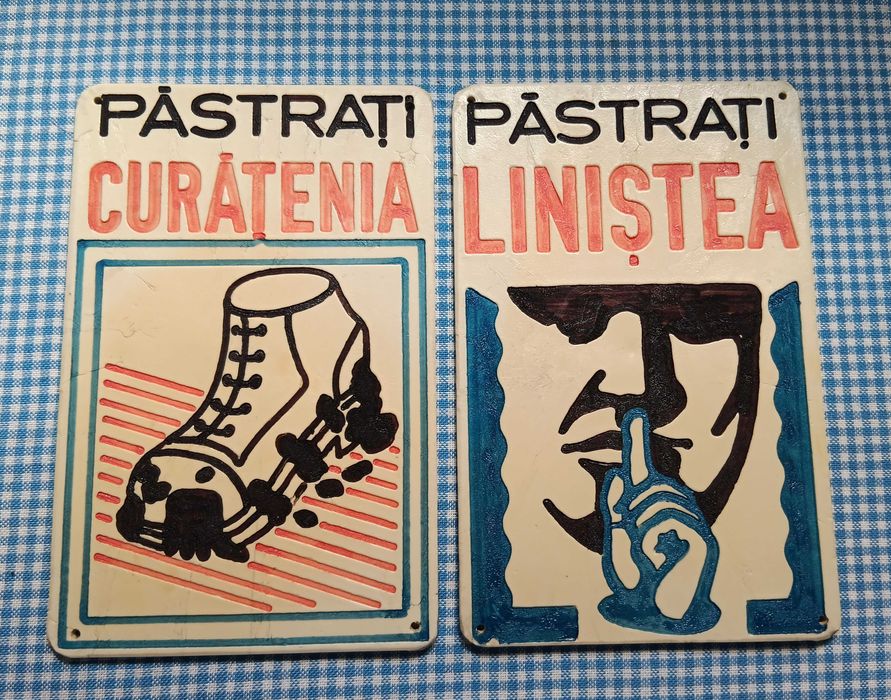 Placute vechi Protectia muncii, reclame vechi Romanesti, de colectie din perioada comunista RSR, Rare