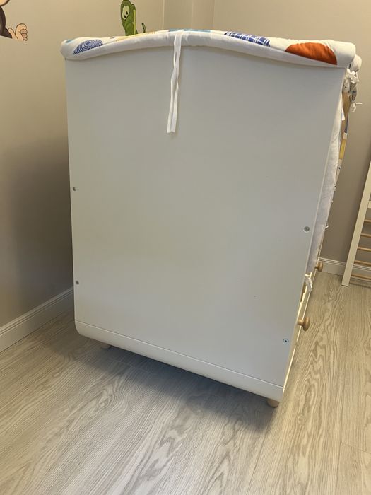 Pătuț copii cu sertar,alb,60x120cm