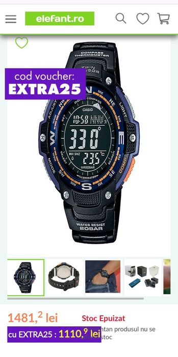 Ceas casio  sgw 100 2BCF arata temperatura / termometru nou sigilat