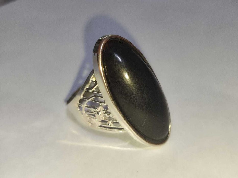 Серебряное кольцо с редким камнем ГАГАТ