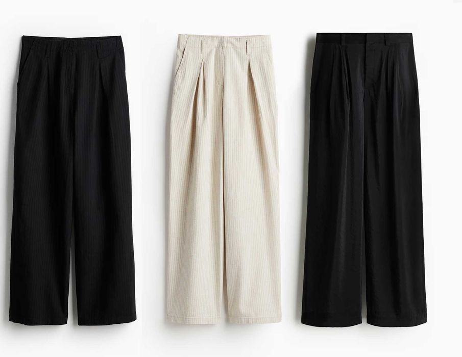 Новые широкие брюки H&M, лен, размер 44 EUR (48/52)