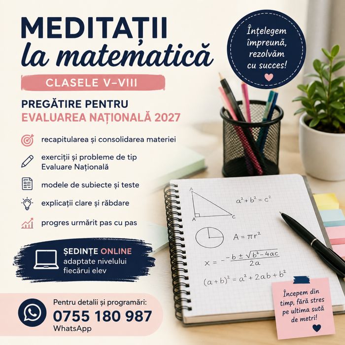 Meditații la matematică/ Pregătire EN online